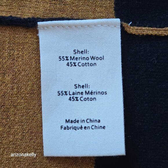 L'Agence Jake Bordered Stripe Cape Merino Wool Cotton Wrap - Picture 13 of 15